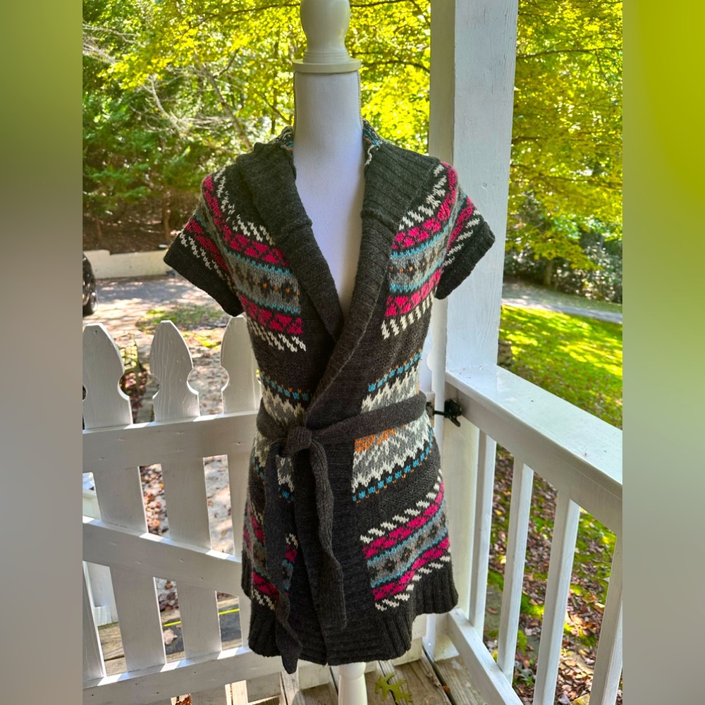 L.O.G.G. by H&M Hooded Wool Blend Tunic Cardigan S FREE SHIP